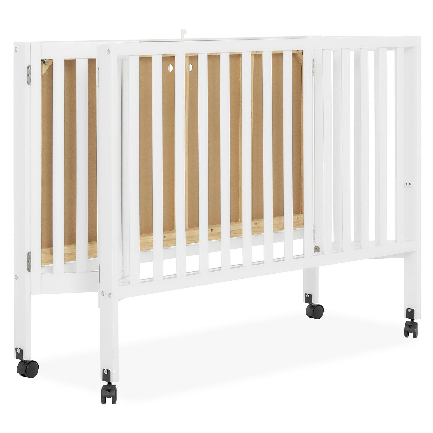 Dream on Me Quinn Full - Size Folding Crib. Removable Wheels. Modern Nursey. Adjustable Mattress Support. Patent Folding System in White