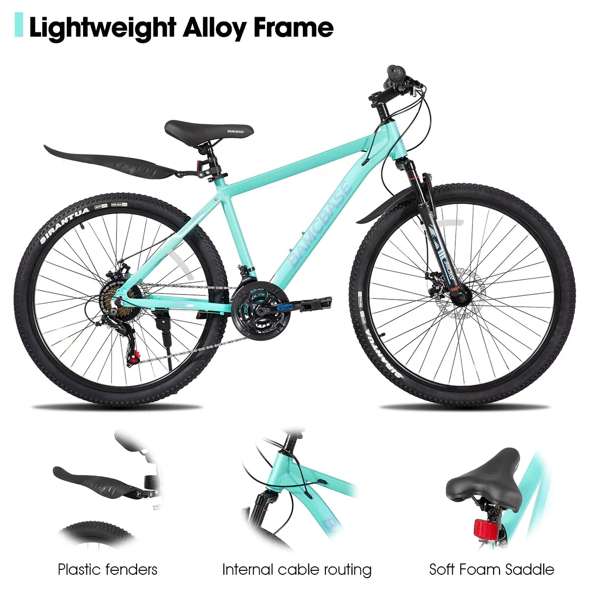 HILAND 26 in Mountain Bike, Mens and Womens Aluminum Frame MTB with 21 Speeds, Dis Brake, Hardtail Bicycle for Adults