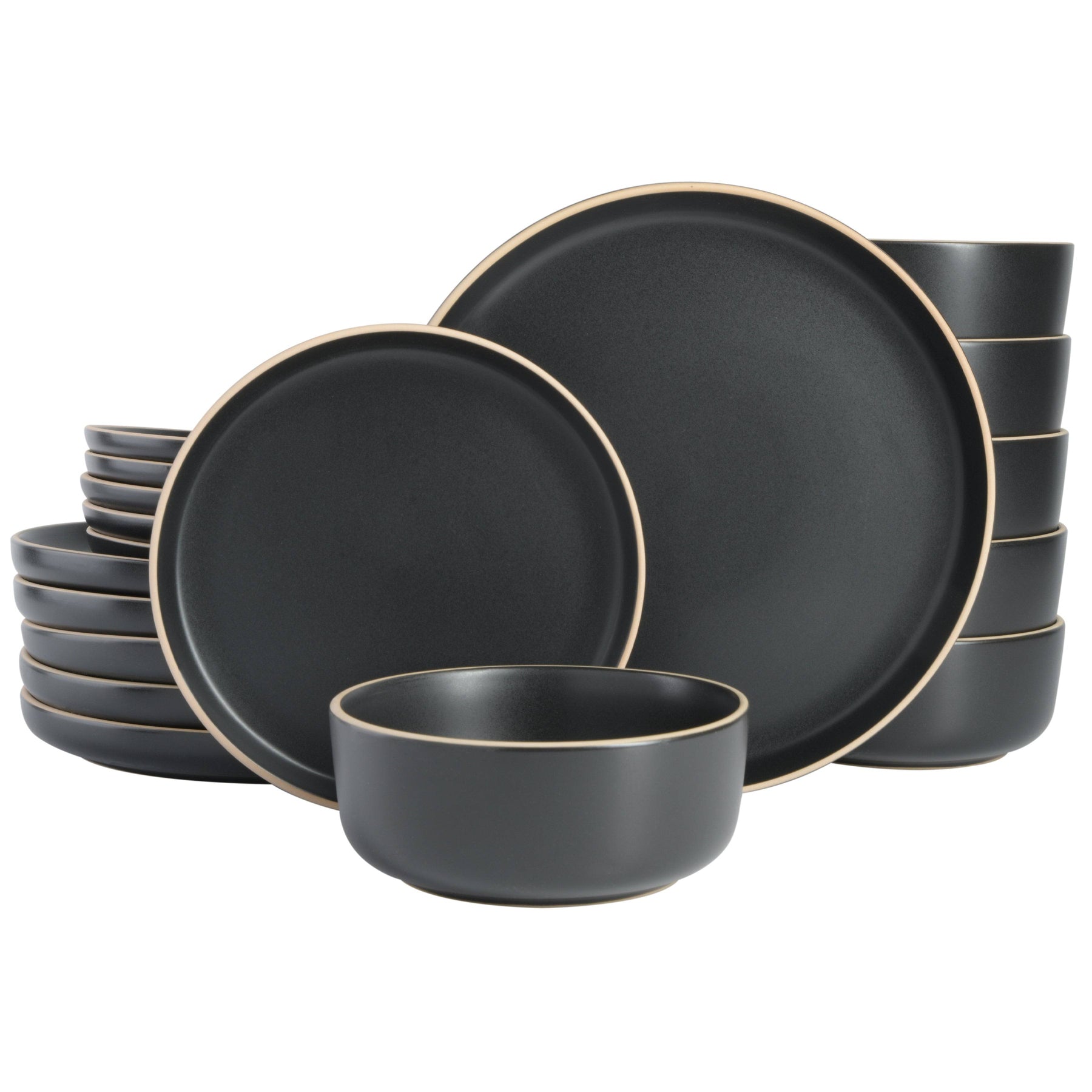 Gibson Home Zuma 18 Piece Dinnerware Set, Service for 6 - Black