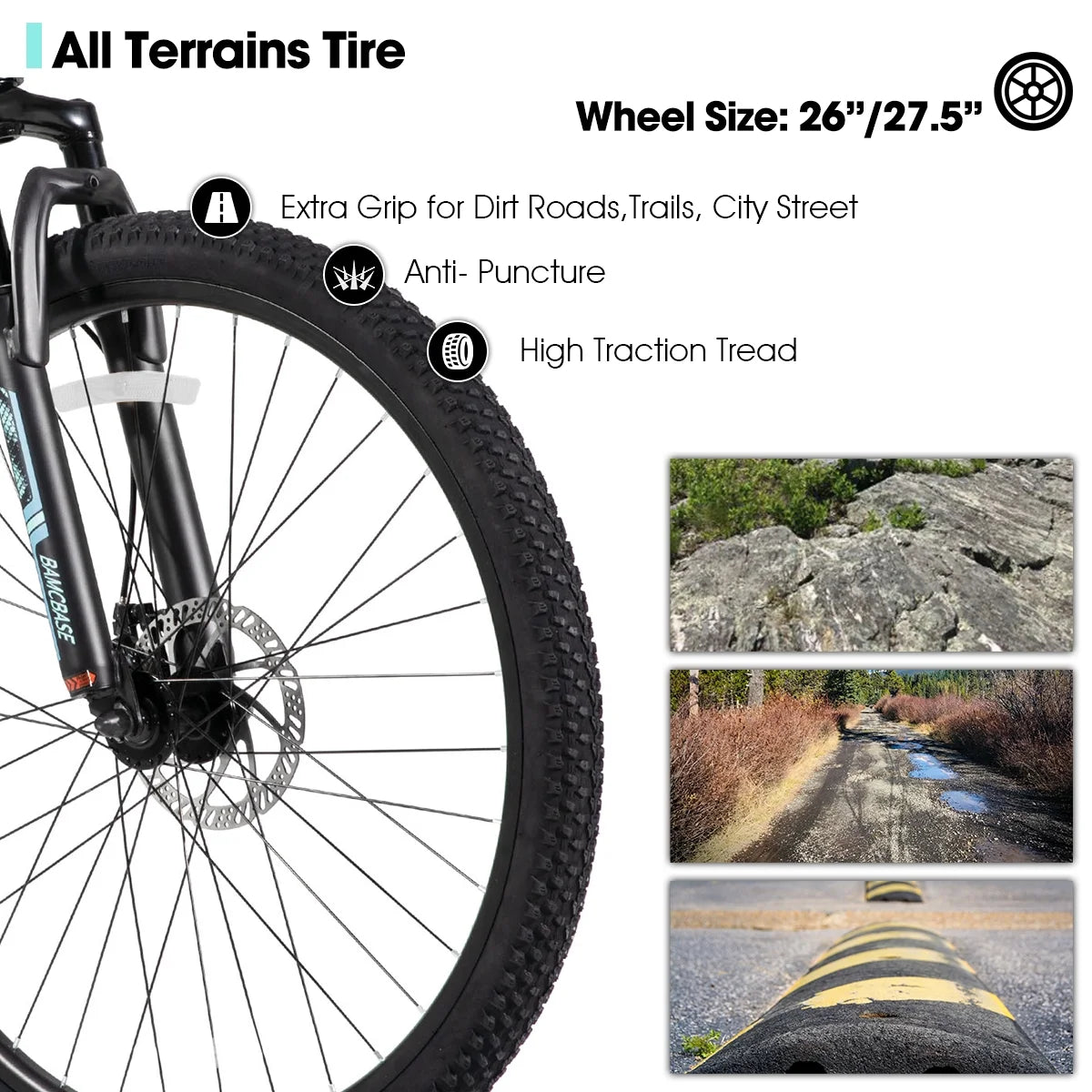 HILAND 26 in Mountain Bike, Mens and Womens Aluminum Frame MTB with 21 Speeds, Dis Brake, Hardtail Bicycle for Adults