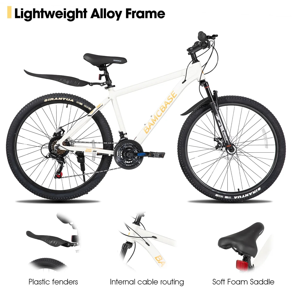 HILAND 26 in Mountain Bike, Mens and Womens Aluminum Frame MTB with 21 Speeds, Dis Brake, Hardtail Bicycle for Adults