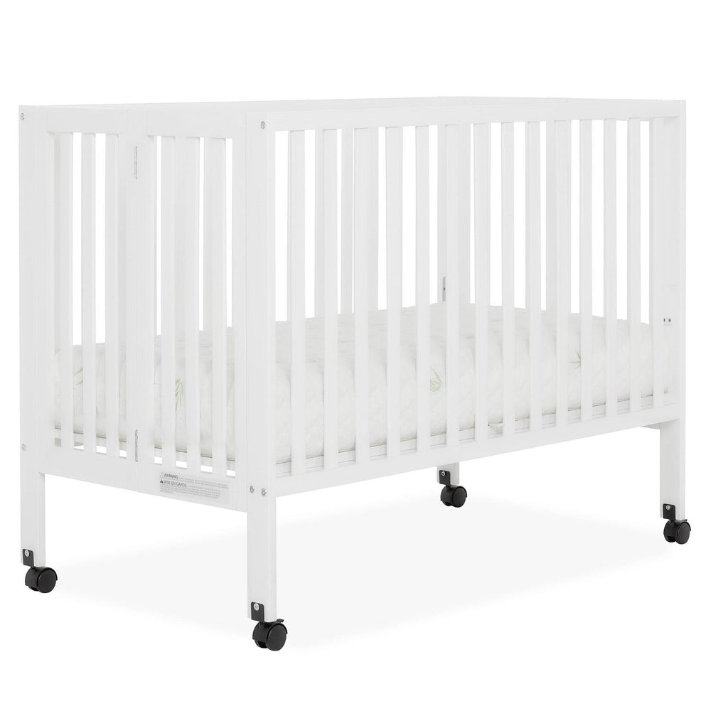 Dream on Me Quinn Full - Size Folding Crib. Removable Wheels. Modern Nursey. Adjustable Mattress Support. Patent Folding System in White