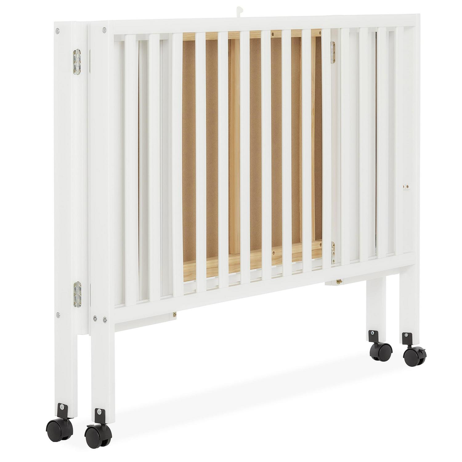 Dream on Me Quinn Full - Size Folding Crib. Removable Wheels. Modern Nursey. Adjustable Mattress Support. Patent Folding System in White