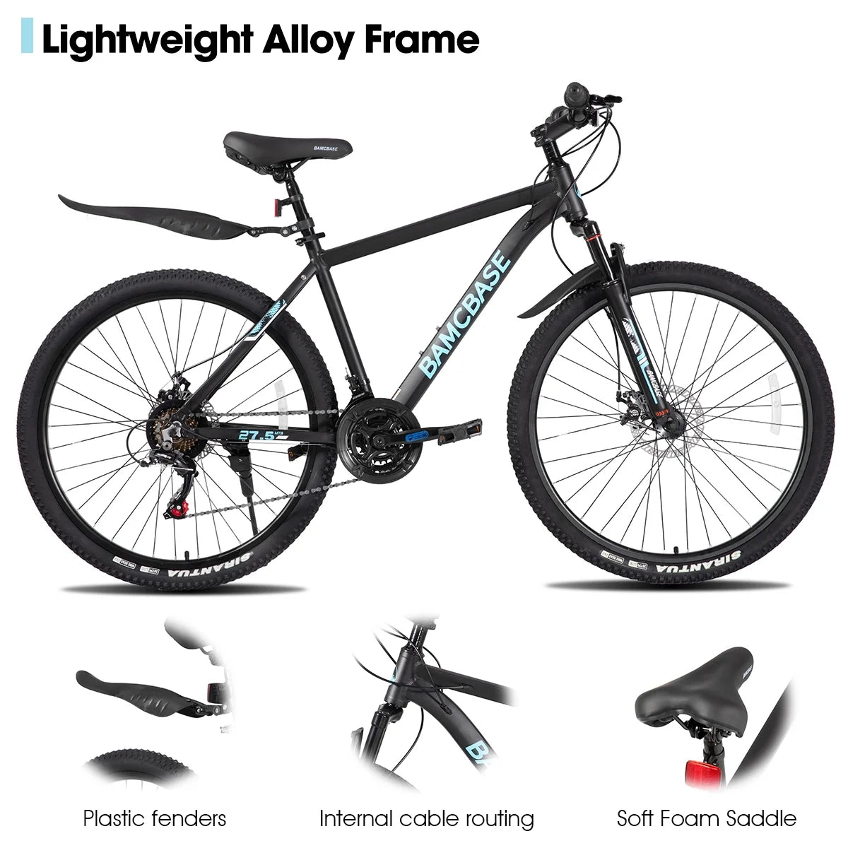 HILAND 26 in Mountain Bike, Mens and Womens Aluminum Frame MTB with 21 Speeds, Dis Brake, Hardtail Bicycle for Adults