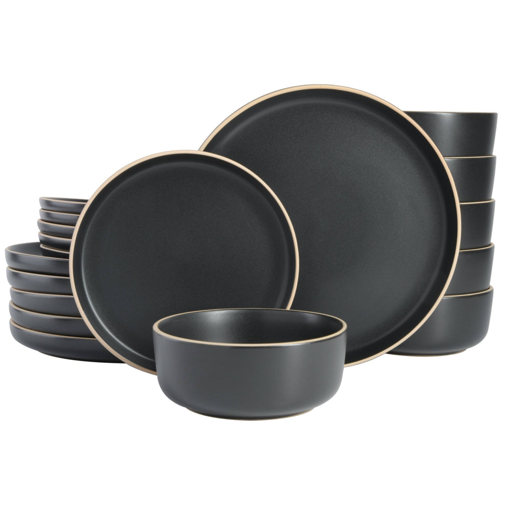 Gibson Home Zuma 18 Piece Dinnerware Set, Service for 6 - Black