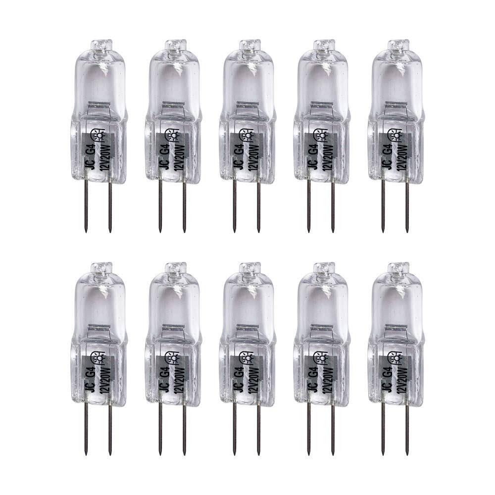 VSTAR G4 12V 20W Halogen Bulb JC Type Bi-Pin Light,Clear, G4 Bi-Pin Base, Halogen Light Bulb (20w 10pack)