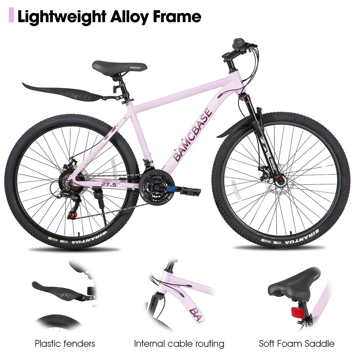 HILAND 26 in Mountain Bike, Mens and Womens Aluminum Frame MTB with 21 Speeds, Dis Brake, Hardtail Bicycle for Adults